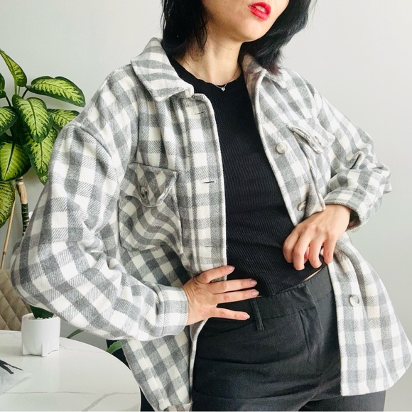 Light Grey Plaid Jacket - Picture 1 of 6